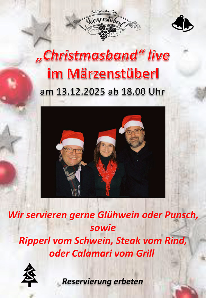 13-12-2025: Christmas-Band live mit Glühwein und Punsch