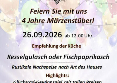 26.09.2026: 4 Jahre Märzenstüberl